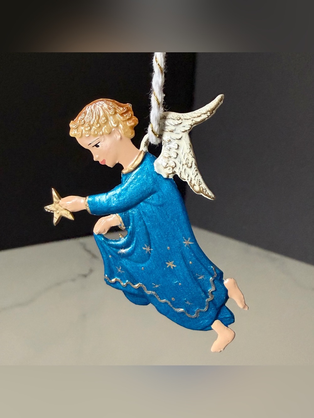 Blue Angel with Pocket of Stars Ornament by Wilhelm Schweizer - Picture 3 of 5